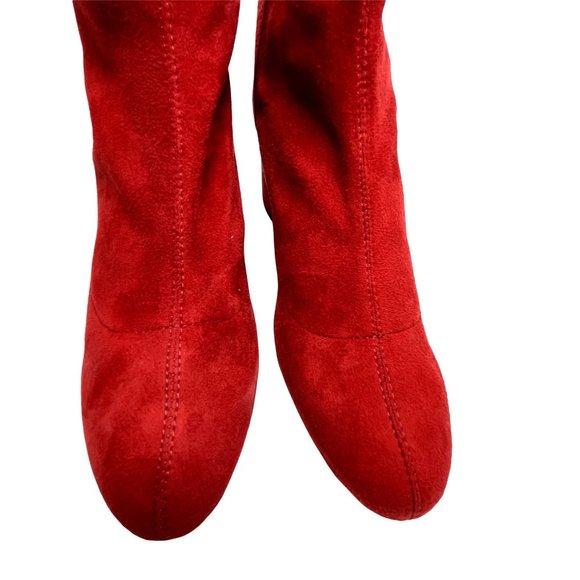 NIB SCHUTZ WOMENS LUPE SCARLET RED SUEDE BOOTS SZ 9.5 - Picture 10 of 13